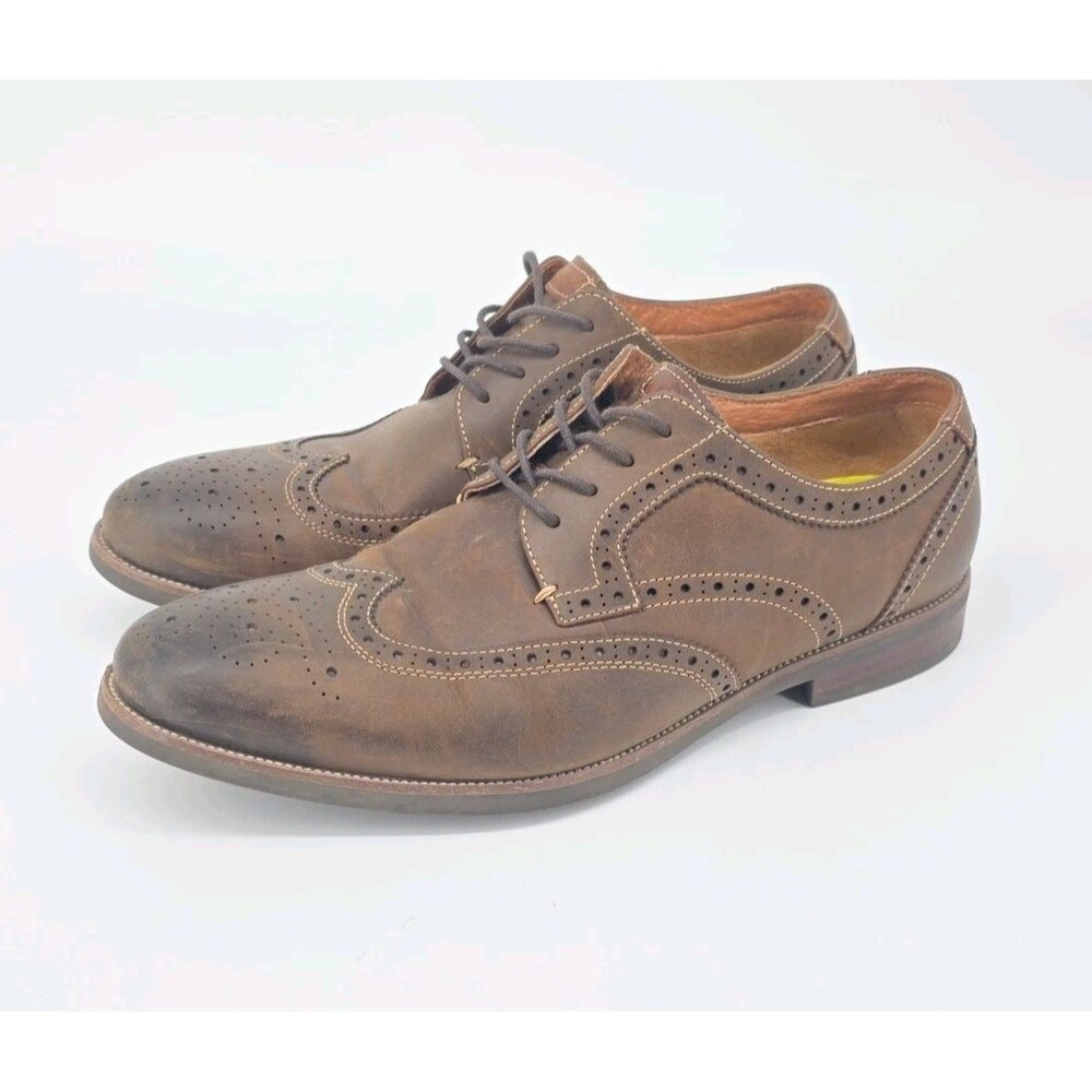 Florsheim Rucci Brown Leather Wing Tip Brogue Oxford Shoes Men's Size 10.5W US